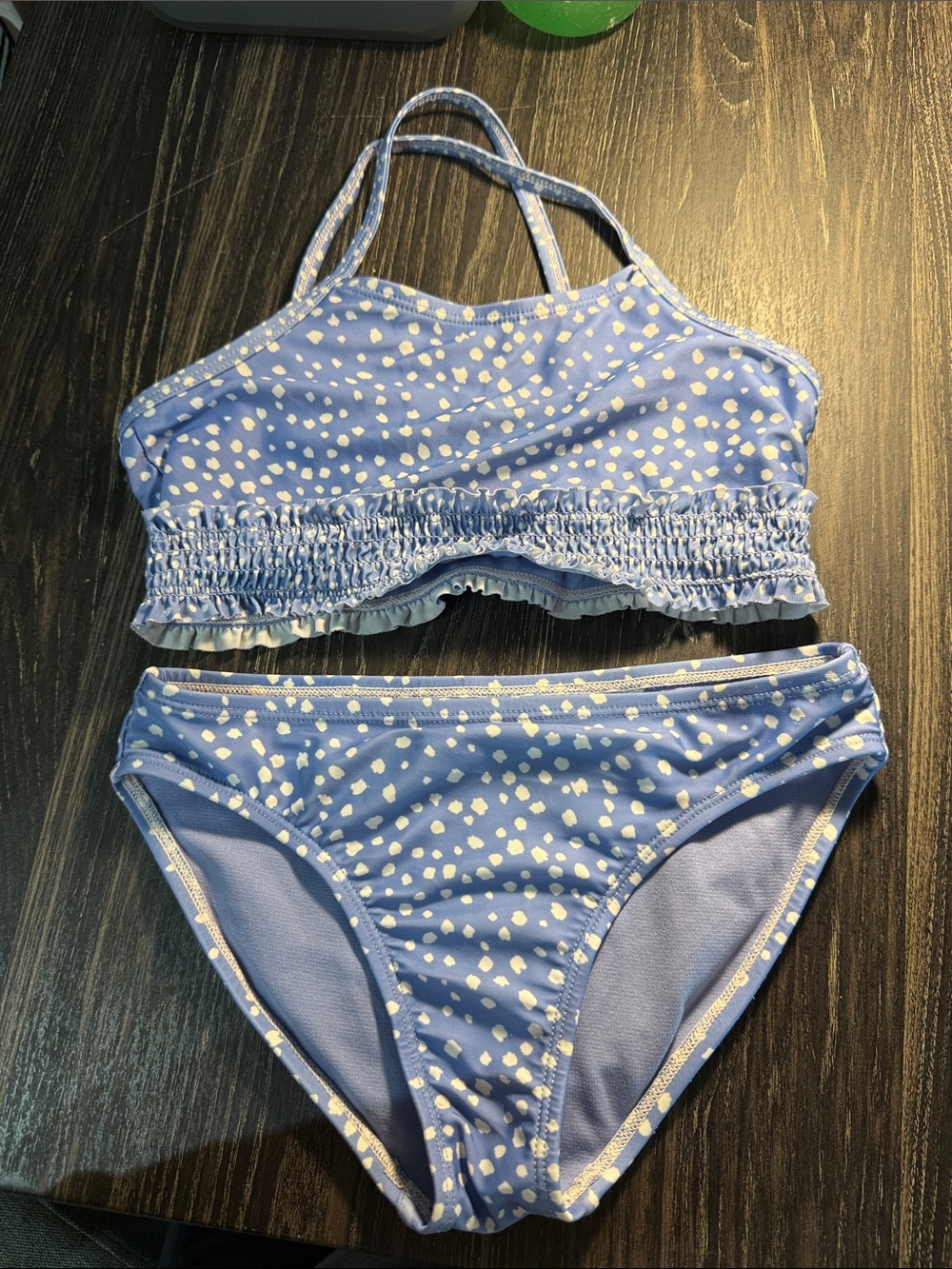 wonder nation Light Blue & White Polka Dot Two-Piece Swim Set